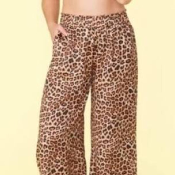 Beach Break Leopard Print Wide Leg Swim Pants NWT - Picture 6 of 8